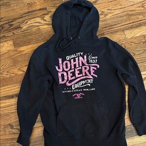 John Deere Black Hoodie with Pink Logo